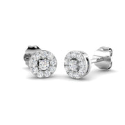 Luxury Gold Halo Diamond Earrings in 10K/14K gold and platinum with certified lab-grown or natural diamonds