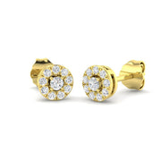 Luxury Gold Halo Diamond Earrings in 10K/14K gold and platinum with certified lab-grown or natural diamonds