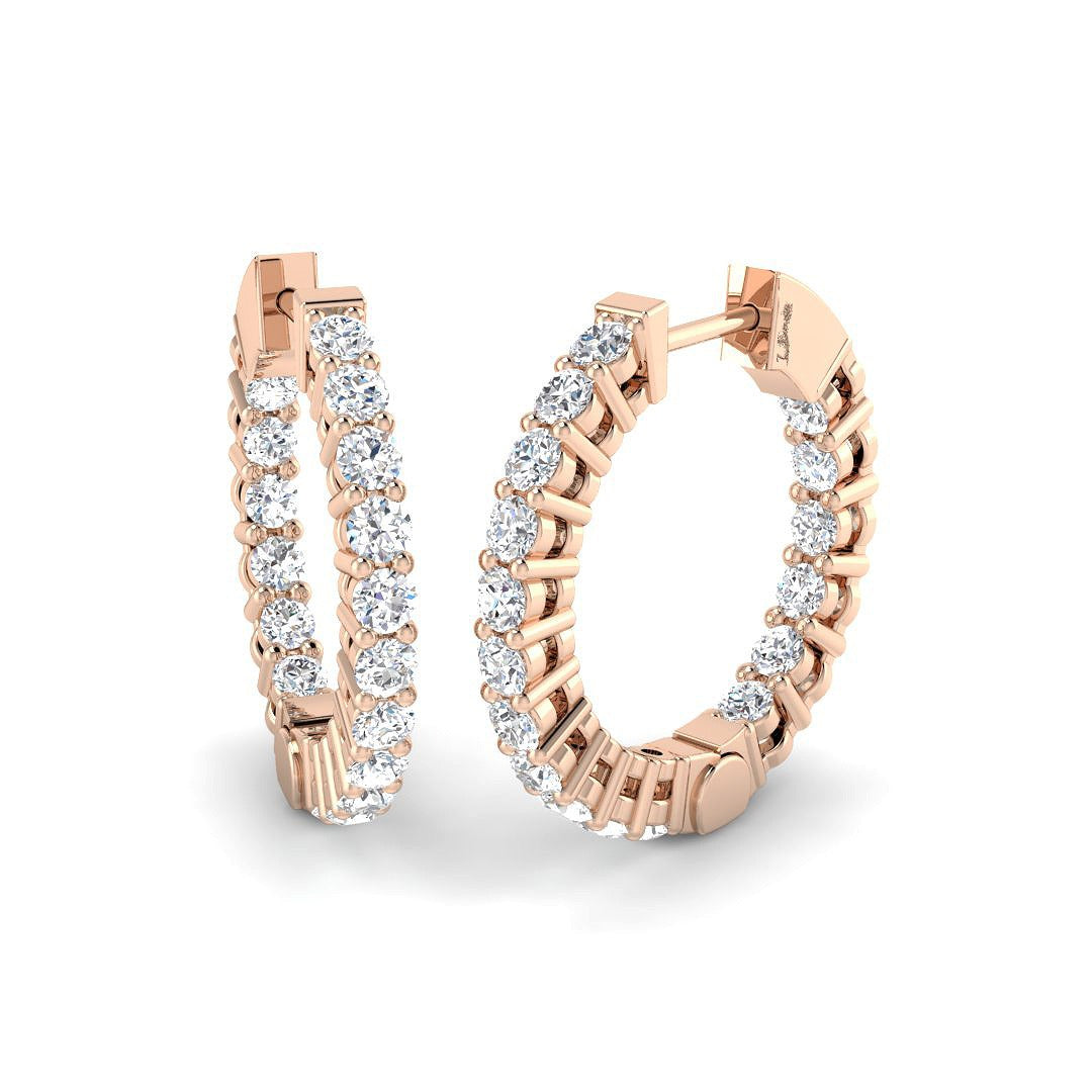 Gold Diamond Hoop Earrings 0.5 Ct Lab/Natural in 10K/14K gold and platinum with certified lab-grown or natural diamonds