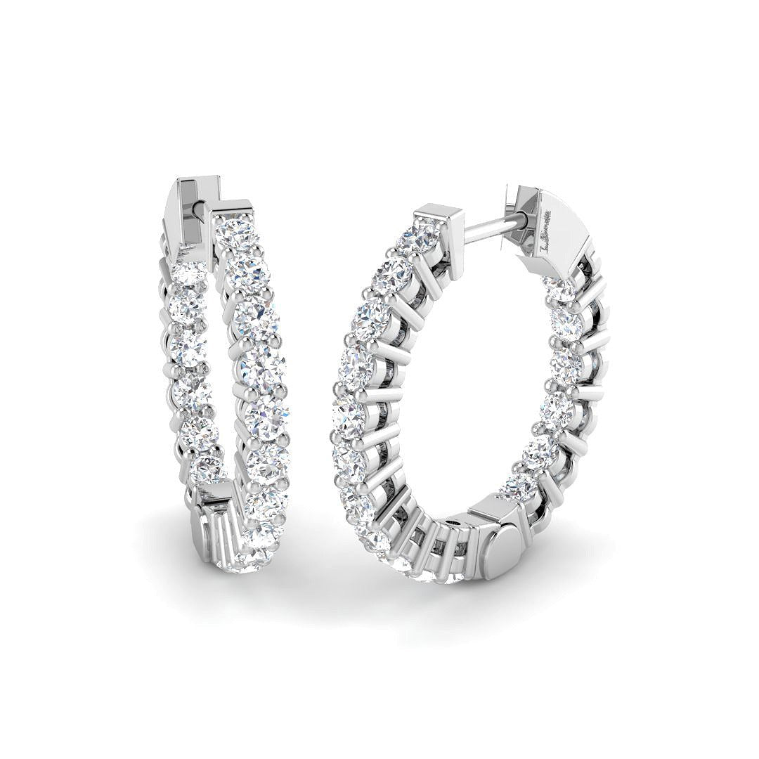 Gold Diamond Hoop Earrings 0.5 Ct Lab/Natural in 10K/14K gold and platinum with certified lab-grown or natural diamonds