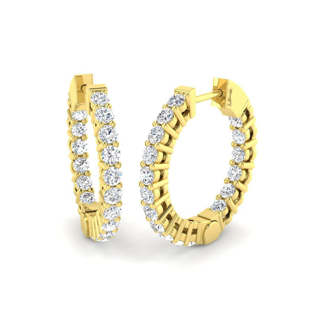 Gold Diamond Hoop Earrings 0.5 Ct Lab/Natural in 10K/14K gold and platinum with certified lab-grown or natural diamonds