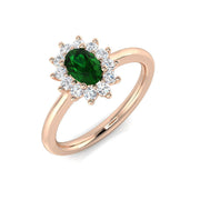 Emerald Halo Engagement Ring with Oval Cut Diamond Halo in 10K/14K gold and platinum with certified lab-grown or natural diamonds