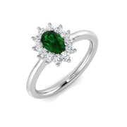 Emerald Halo Engagement Ring with Oval Cut Diamond Halo in 10K/14K gold and platinum with certified lab-grown or natural diamonds