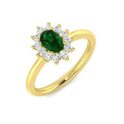 Emerald Halo Engagement Ring with Oval Cut Diamond Halo in 10K/14K gold and platinum with certified lab-grown or natural diamonds
