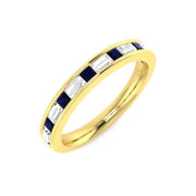 Baguette Cut Blue Sapphire Half Eternity Ring with Natural Diamond in 10K/14K gold and platinum with certified lab-grown or natural diamonds