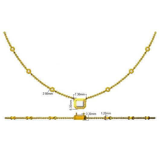 Emerald Cut Blue Sapphire Halo Station Necklace in in 10K/14K gold and platinum with certified lab-grown or natural diamonds