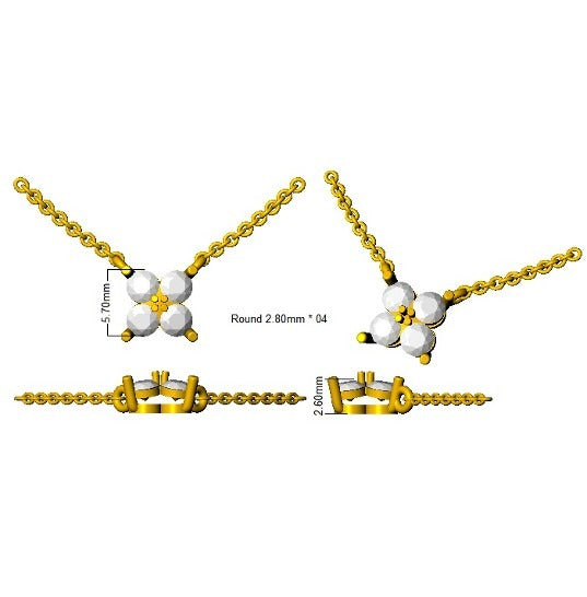 4-Diamond Cluster Pendant Necklace in 10K/14K gold and platinum with certified lab-grown or natural diamonds