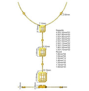 Diamond Pendant with Emerald Cut Diamonds in 10K/14K gold and platinum with certified lab-grown or natural diamonds
