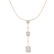Diamond Pendant with Emerald Cut Diamonds in 10K/14K gold and platinum with certified lab-grown or natural diamonds