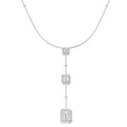 Diamond Pendant with Emerald Cut Diamonds in 10K/14K gold and platinum with certified lab-grown or natural diamonds