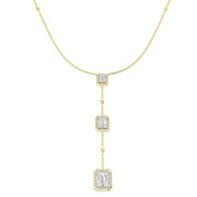 Diamond Pendant with Emerald Cut Diamonds in 10K/14K gold and platinum with certified lab-grown or natural diamonds