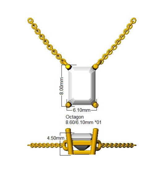 Lab Grown Emerald Cut Diamond Necklace in 10K/14K gold and platinum with certified lab-grown or natural diamonds