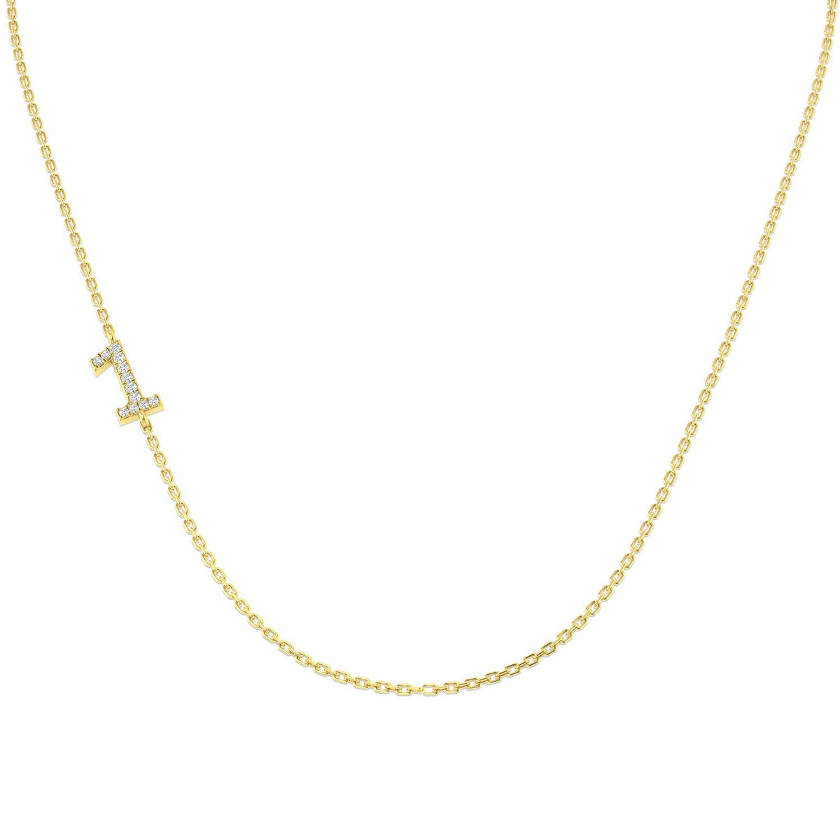 Diamond 1 Number Pendant 0.1ct Gold & Platinum Necklace (Without Chain) in 10K/14K gold and platinum with certified lab-grown or natural diamonds