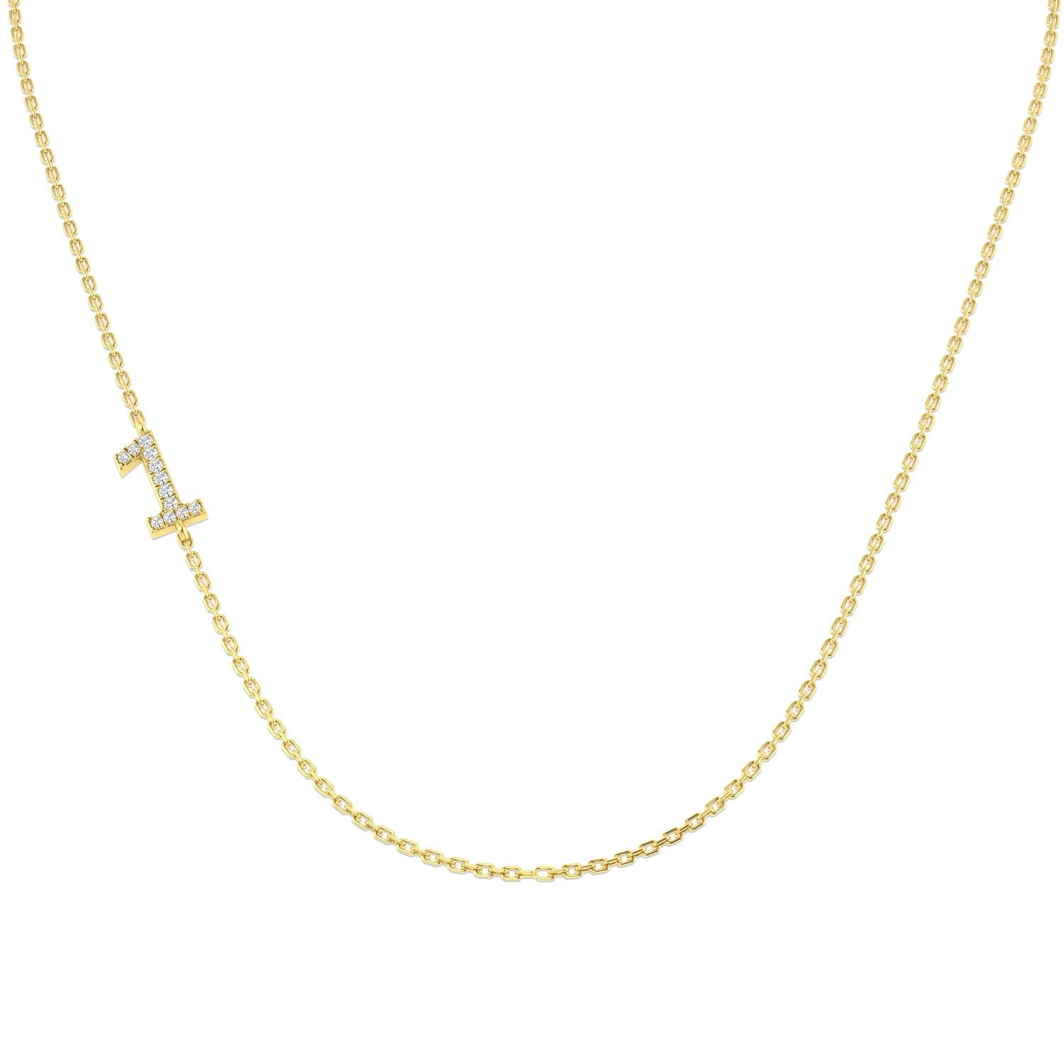 Diamond 1 Number Pendant 0.1ct Gold & Platinum Necklace (Without Chain) in 10K/14K gold and platinum with certified lab-grown or natural diamonds