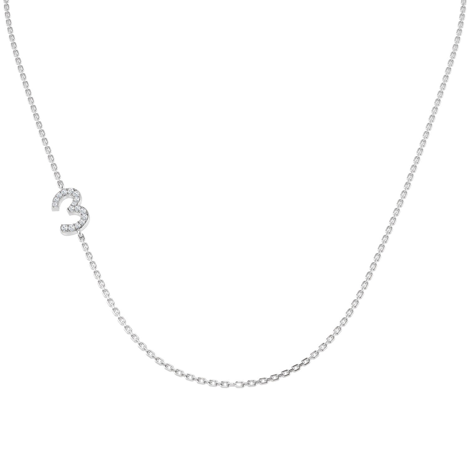 Diamond 3 Number Pendant 0.1ct Gold & Platinum Necklace in 10K/14K gold and platinum with certified lab-grown or natural diamonds