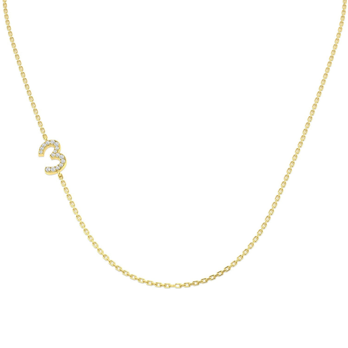 Diamond 3 Number Pendant 0.1ct Gold & Platinum Necklace in 10K/14K gold and platinum with certified lab-grown or natural diamonds