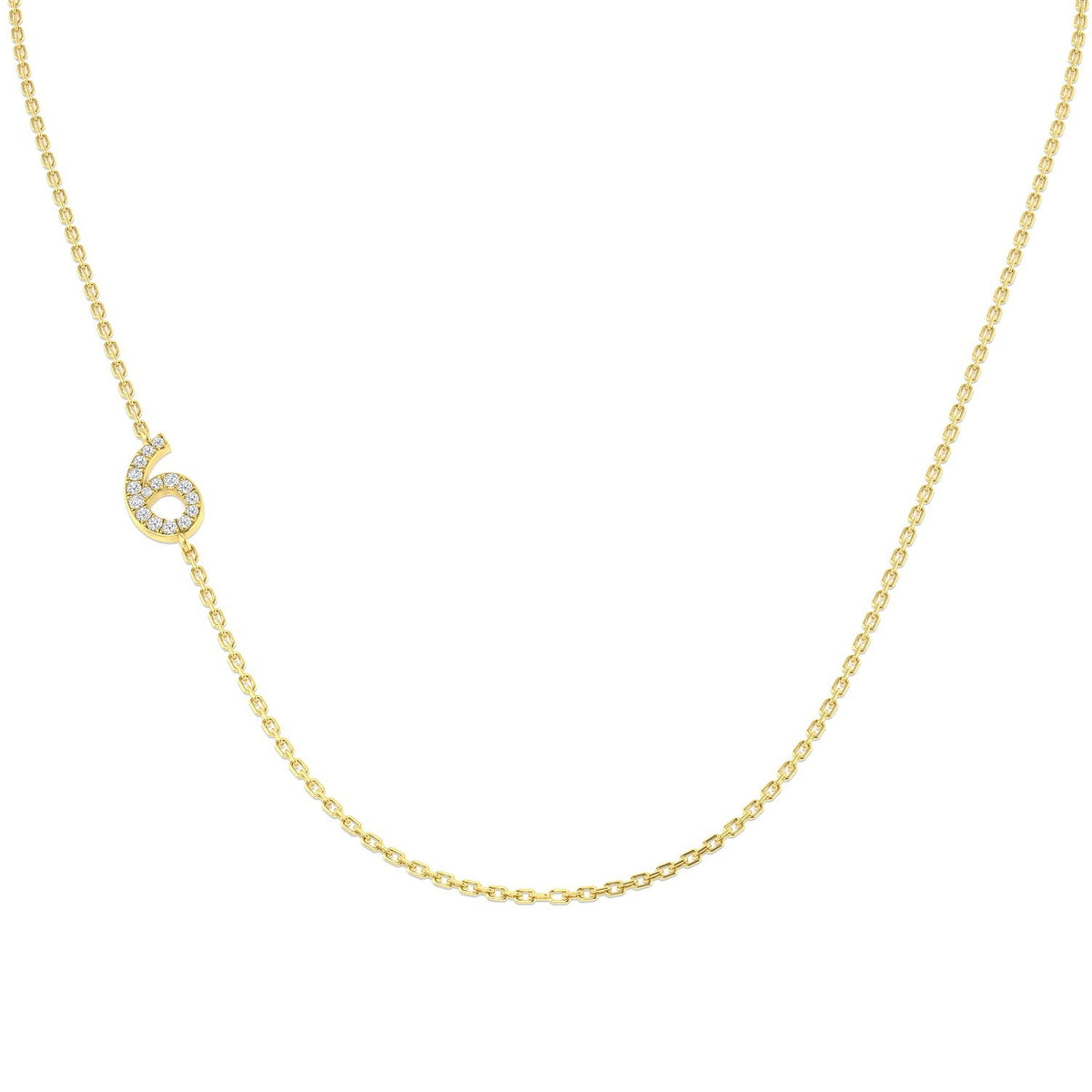 Diamond Number Pendant 0.1ct Gold & Platinum Necklace (Without Chain) in 10K/14K gold and platinum with certified lab-grown or natural diamonds