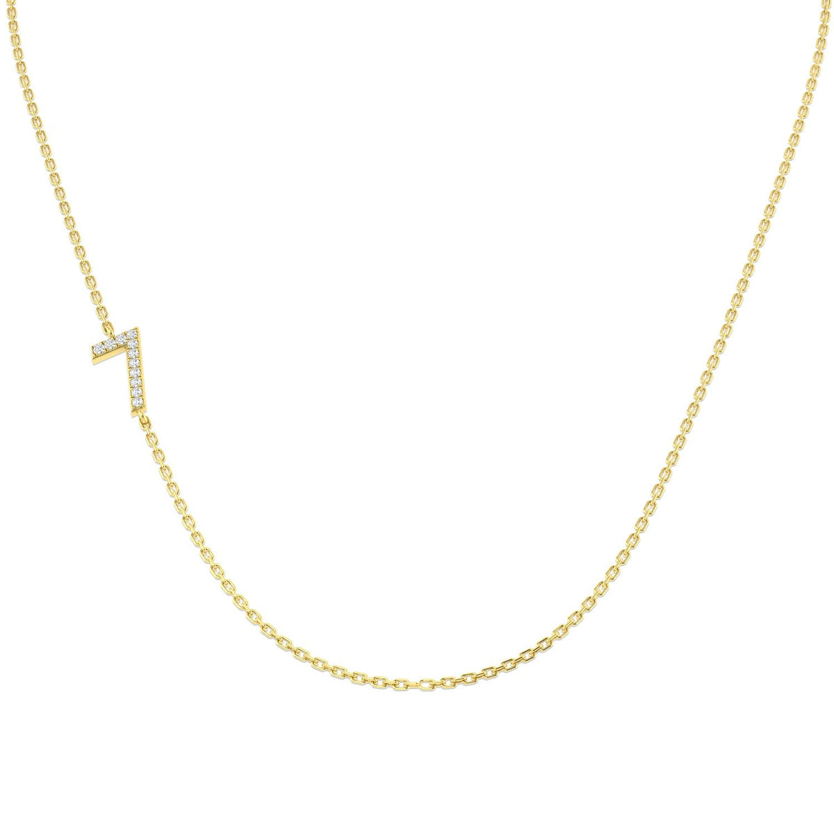 Diamond Number Pendant 0.1ct Gold & Platinum Necklace (Without Chain) in 10K/14K gold and platinum with certified lab-grown or natural diamonds