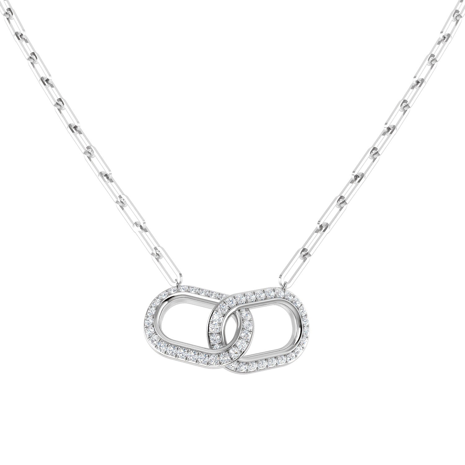 Diamond Paper Clip Necklace 0.75ct Gold in 10K/14K gold and platinum with certified lab-grown or natural diamonds