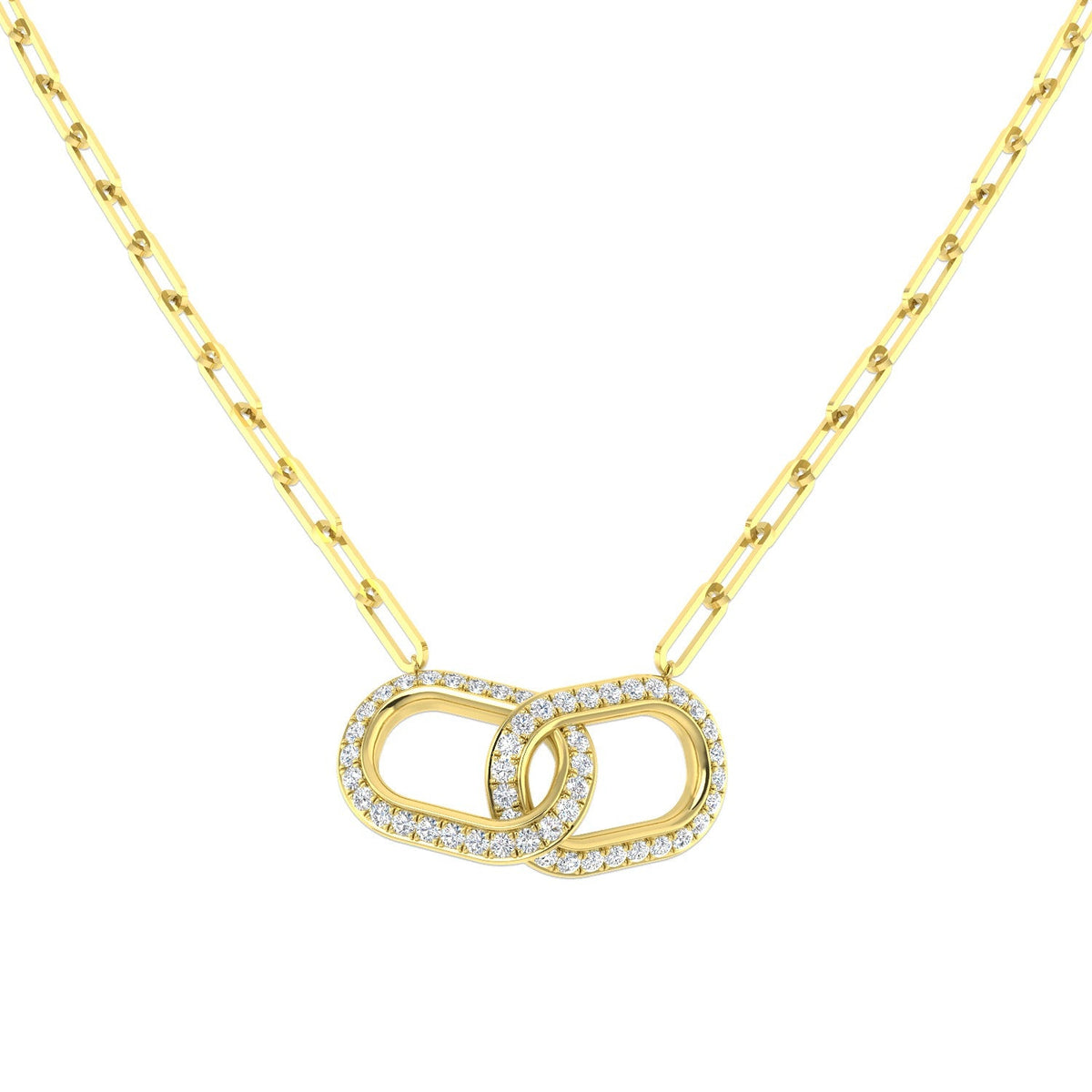 Diamond Paper Clip Necklace 0.75ct Gold in 10K/14K gold and platinum with certified lab-grown or natural diamonds