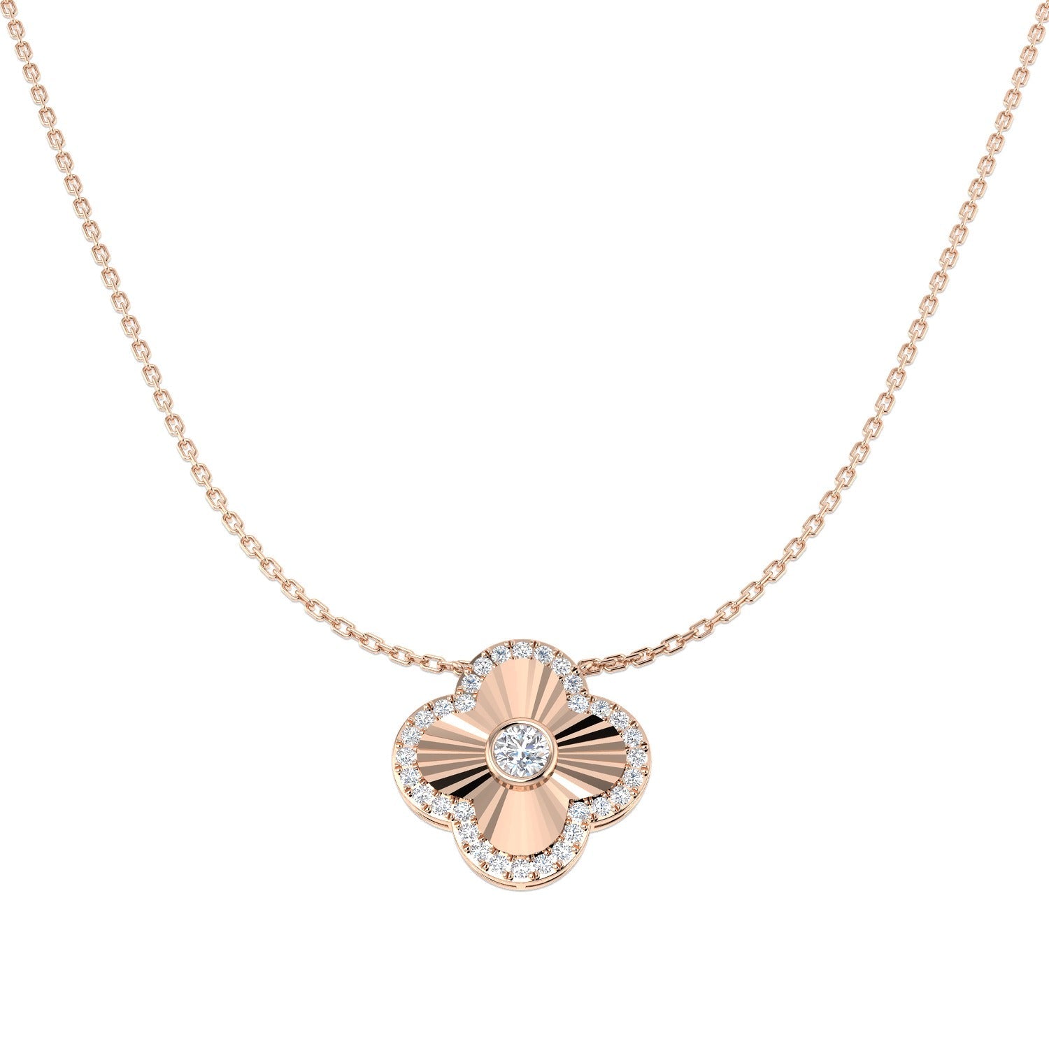 Fancy Clover Diamond Necklace 0.5ct Gold & in 10K/14K gold and platinum with certified lab-grown or natural diamonds