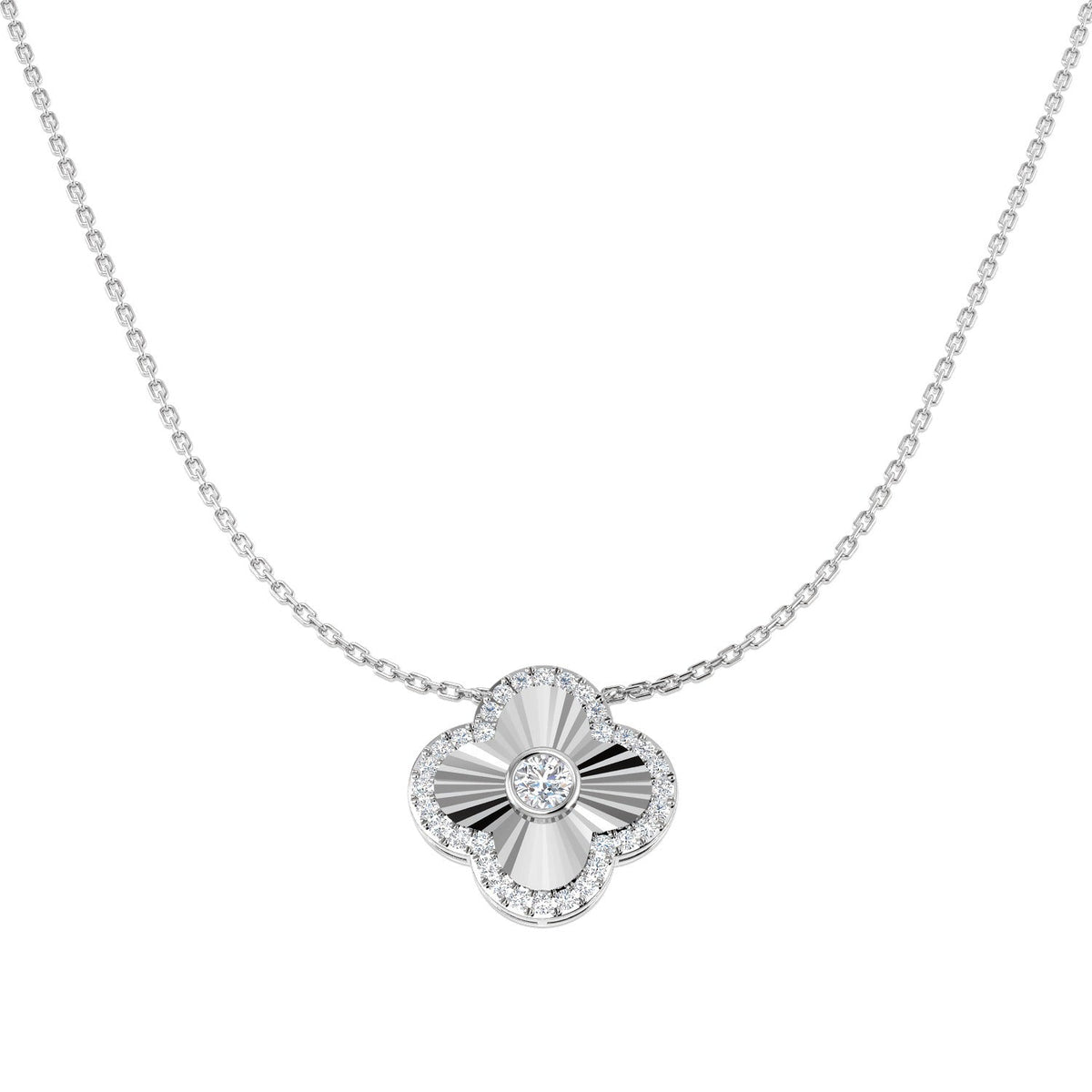 Fancy Clover Diamond Necklace 0.5ct Gold & in 10K/14K gold and platinum with certified lab-grown or natural diamonds