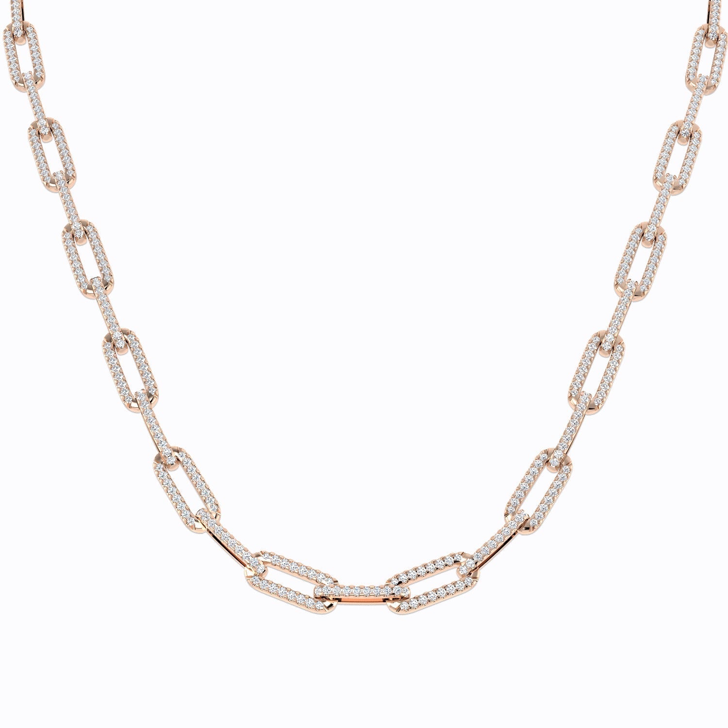 Diamond Paper Clip Necklace 3.5ct in 10K/14K gold and platinum with certified lab-grown or natural diamonds