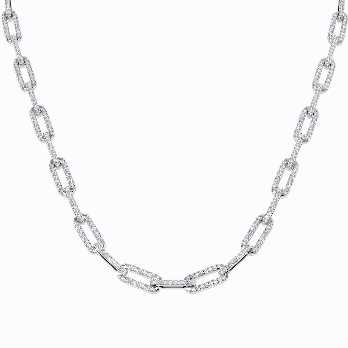 Diamond Paper Clip Necklace 3.5ct in 10K/14K gold and platinum with certified lab-grown or natural diamonds