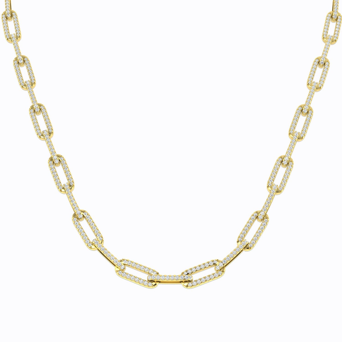 Diamond Paper Clip Necklace 3.5ct in 10K/14K gold and platinum with certified lab-grown or natural diamonds