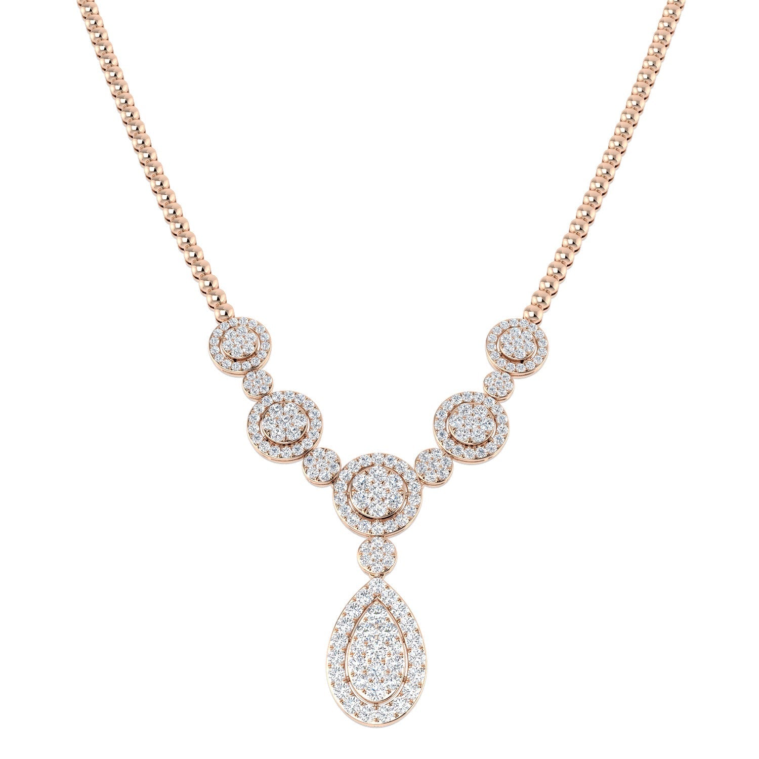 Diamond Cluster Necklace 8.00ct Gold Platinum Lab Grown in 10K/14K gold and platinum with certified lab-grown or natural diamonds