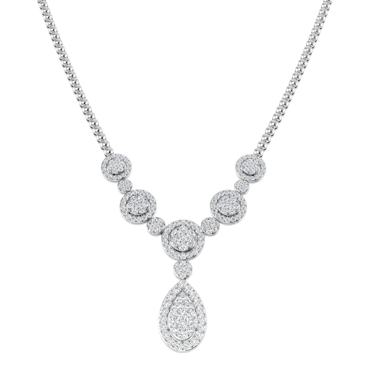 Diamond Cluster Necklace 8.00ct Gold Platinum Lab Grown in 10K/14K gold and platinum with certified lab-grown or natural diamonds