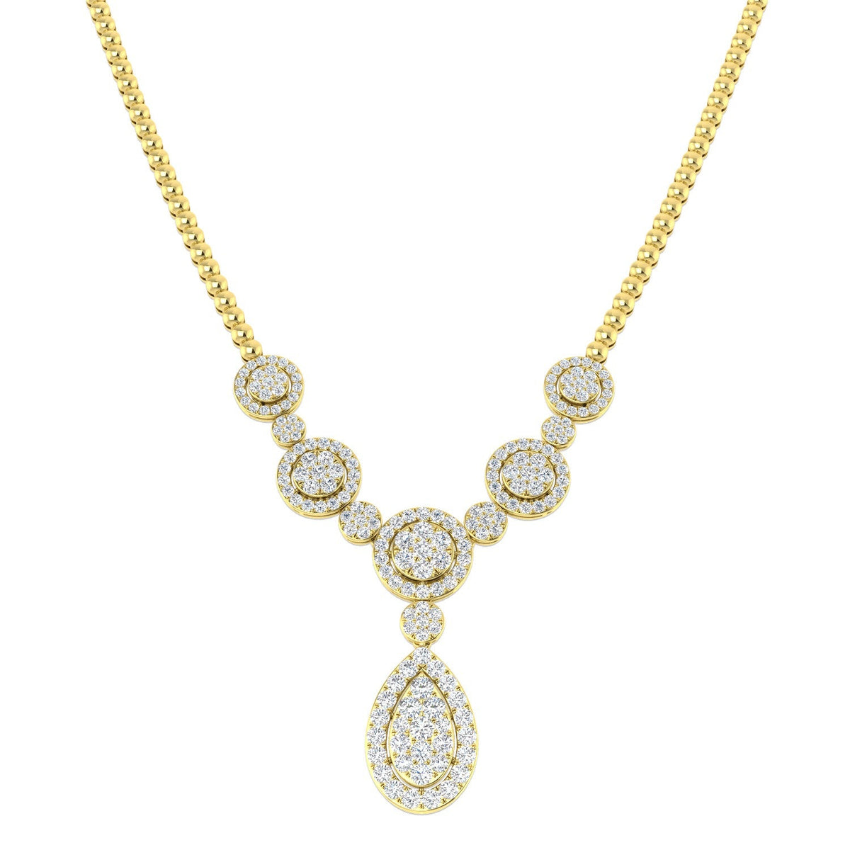 Diamond Cluster Necklace 8.00ct Gold Platinum Lab Grown in 10K/14K gold and platinum with certified lab-grown or natural diamonds