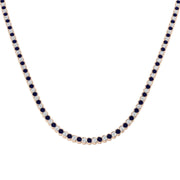 Blue Sapphire Tennis Necklace with Diamond Bezel Set Design in 10K/14K gold and platinum with certified lab-grown or natural diamonds