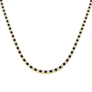 Blue Sapphire Tennis Necklace with Diamond Bezel Set Design in 10K/14K gold and platinum with certified lab-grown or natural diamonds
