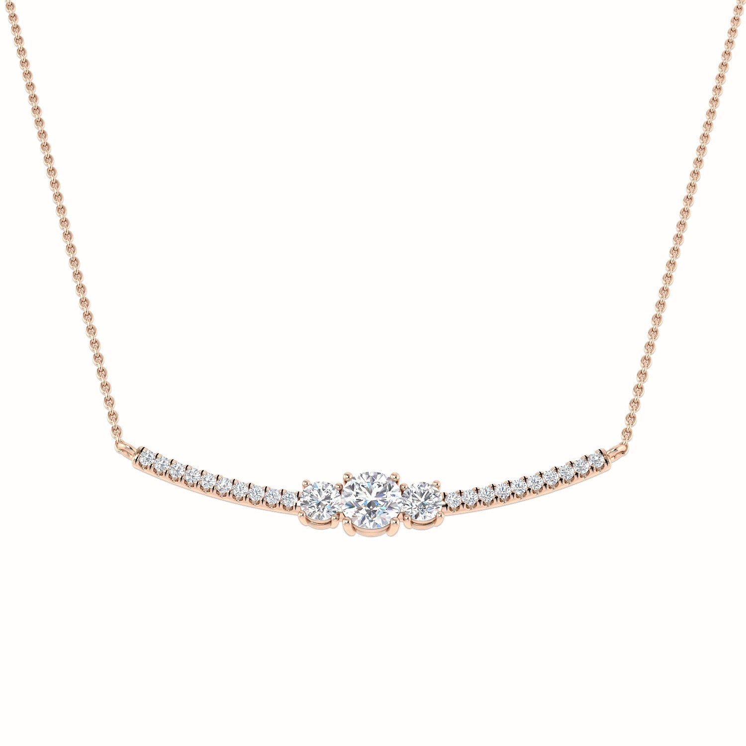 3-Stone Diamond Pendant Necklace 1ct in 10K/14K gold and platinum with certified lab-grown or natural diamonds