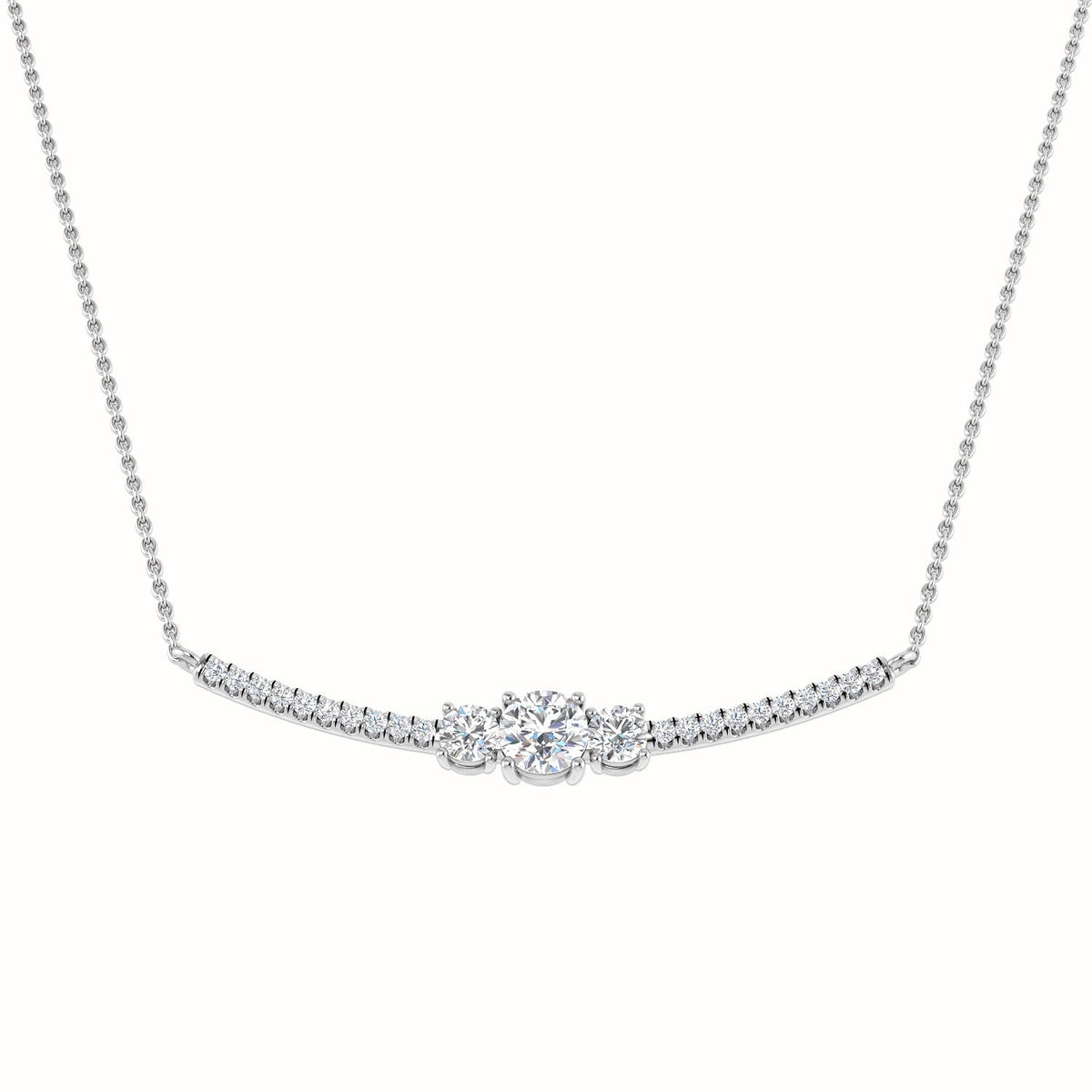 3-Stone Diamond Pendant Necklace 1ct in 10K/14K gold and platinum with certified lab-grown or natural diamonds
