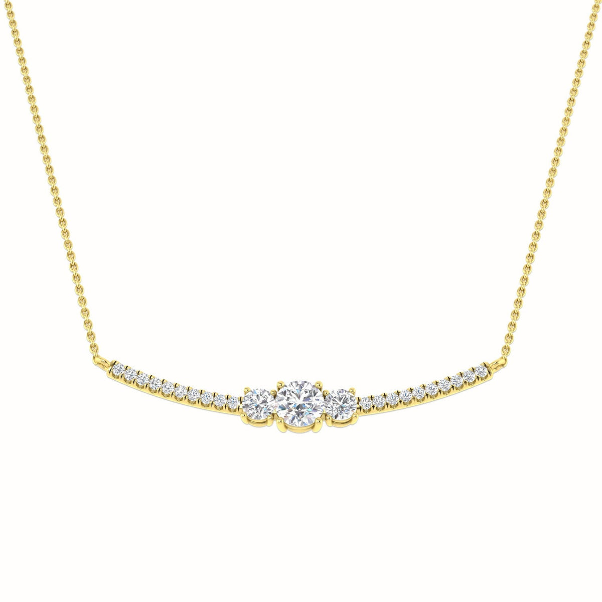 3-Stone Diamond Pendant Necklace 1ct in 10K/14K gold and platinum with certified lab-grown or natural diamonds