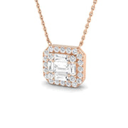 Baguette & Brilliant Diamond Pendant 0.75ct Gold & Platinum Without Chain in 10K/14K gold and platinum with certified lab-grown or natural diamonds