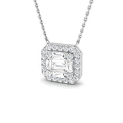 Baguette & Brilliant Diamond Pendant 0.75ct Gold & Platinum Without Chain in 10K/14K gold and platinum with certified lab-grown or natural diamonds