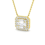 Baguette & Brilliant Diamond Pendant 0.75ct Gold & Platinum Without Chain in 10K/14K gold and platinum with certified lab-grown or natural diamonds