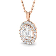 Baguette & Brilliant Diamond Pendant 0.5ct in 10K/14K gold and platinum with certified lab-grown or natural diamonds