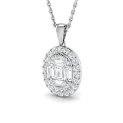 Baguette & Brilliant Diamond Pendant 0.5ct in 10K/14K gold and platinum with certified lab-grown or natural diamonds