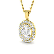 Baguette & Brilliant Diamond Pendant 0.5ct in 10K/14K gold and platinum with certified lab-grown or natural diamonds
