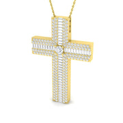 Diamond Cross Pendant in 10K/14K gold and platinum with certified lab-grown or natural diamonds