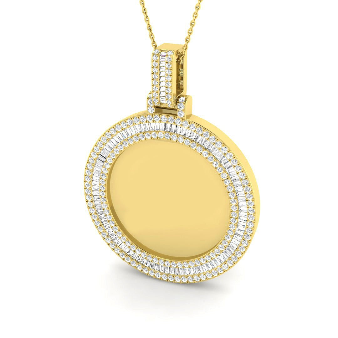 Baguette Diamond Pendant 2.5ct in 10K/14K gold and platinum with certified lab-grown or natural diamonds