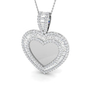Baguette & Round Diamond Heart Pendant 2.5ct in 10K/14K gold and platinum with certified lab-grown or natural diamonds