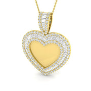 Baguette & Round Diamond Heart Pendant 2.5ct in 10K/14K gold and platinum with certified lab-grown or natural diamonds