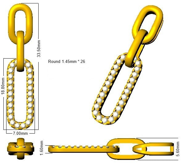 Diamond Link Pendant Without Chain in 10K/14K gold and platinum with certified lab-grown or natural diamonds