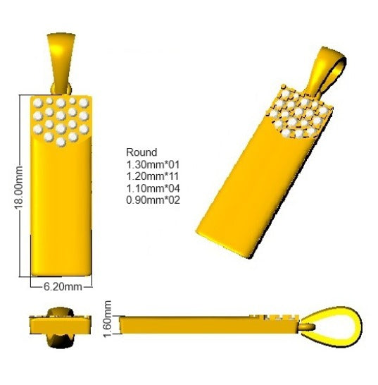 Fancy Diamond Bar Pendant in Gold Without Chain in 10K/14K gold and platinum with certified lab-grown or natural diamonds