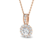 Natural Diamond Halo Pendant in 10K/14K gold and platinum with certified lab-grown or natural diamonds
